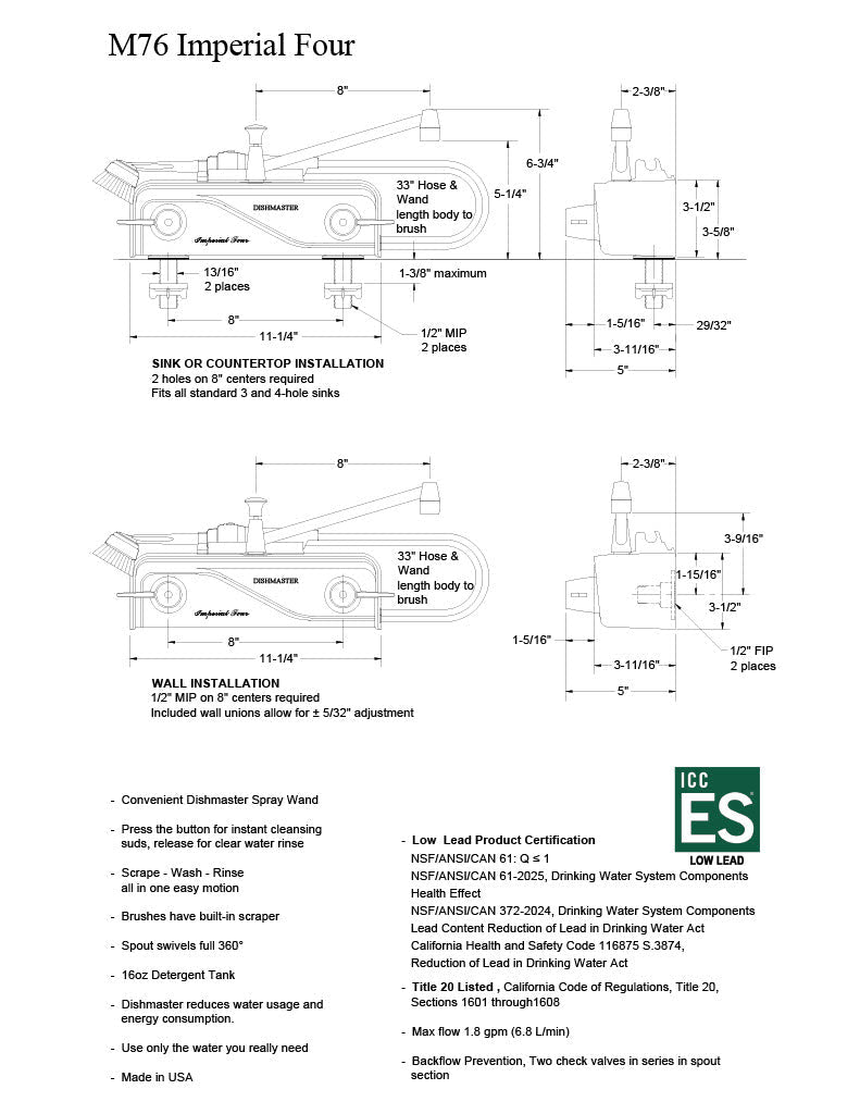 M30476 - Dishmaster M76WE Imperial Four, White - Standard - Dishmaster